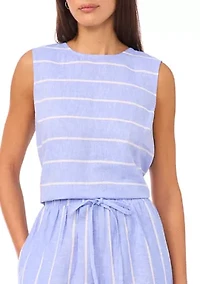 Women's Sleeveless Striped Linen Top