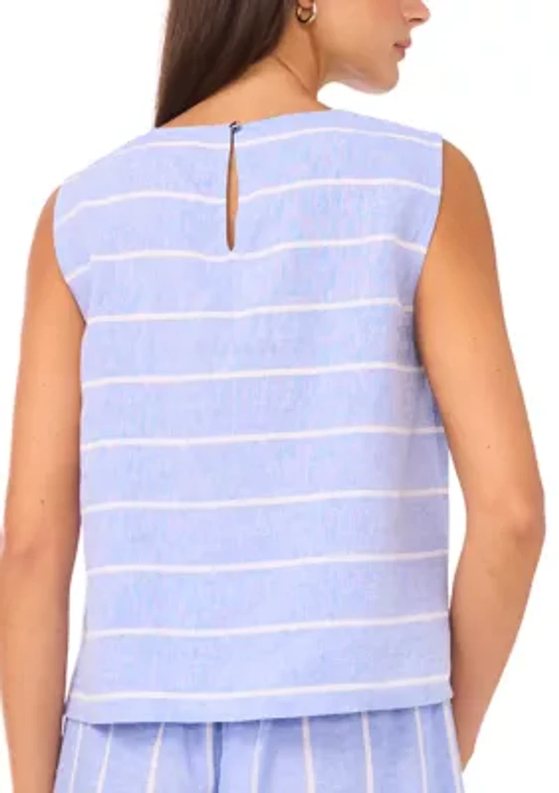 Women's Sleeveless Striped Linen Top