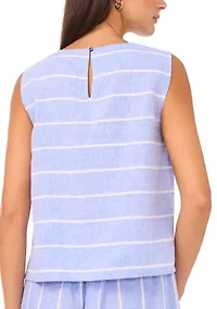 Women's Sleeveless Striped Linen Top