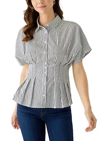 Women's Dolman Sleeve Pleated Waist Blouse