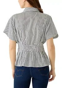 Women's Dolman Sleeve Pleated Waist Blouse