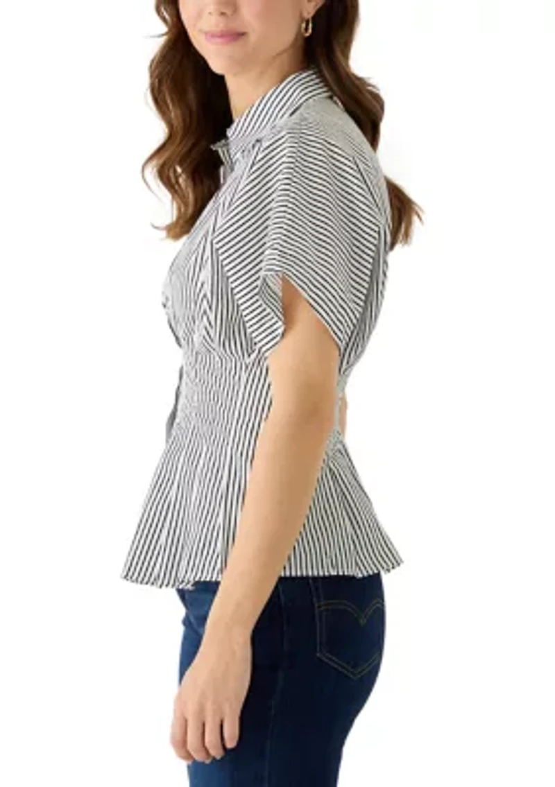 Women's Dolman Sleeve Pleated Waist Blouse
