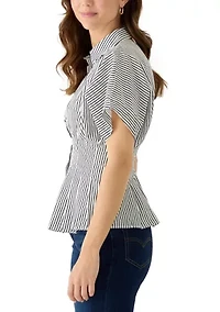Women's Dolman Sleeve Pleated Waist Blouse
