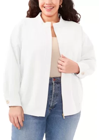 Plus Oversized Bomber Jacket with Hidden Placket