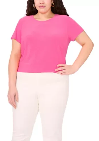 Plus Short Sleeve Crew Neck Split Back T-Shirt