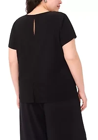 Plus Short Sleeve Crew Neck Split Back T-Shirt