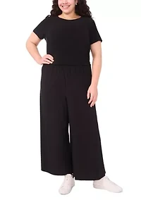 Plus Short Sleeve Crew Neck Split Back T-Shirt