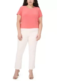 Plus Short Sleeve Crew Neck Split Back T-Shirt