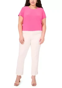 Plus Short Sleeve Crew Neck Split Back T-Shirt