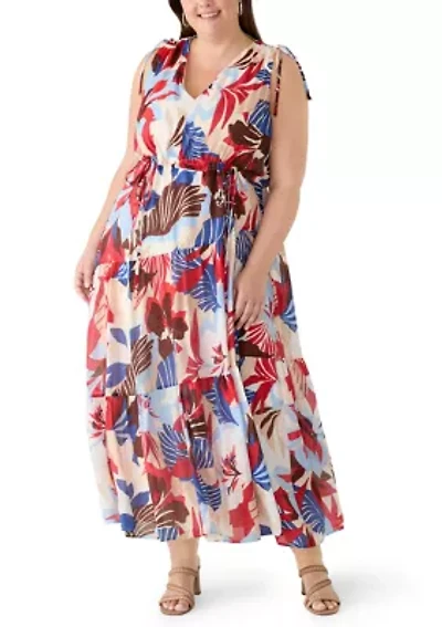 Plus Sleeveless V-Neck Maxi Dress