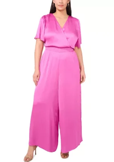 Plus V-Neck Surplice Jumpsuit
