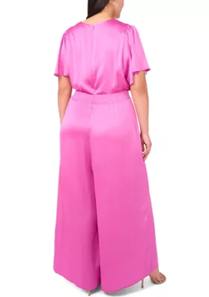 Plus V-Neck Surplice Jumpsuit