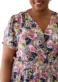 Plus Four Tiered Printed Dress