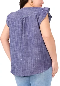 Plus Ruffle V-Neck Blouse