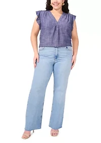 Plus Ruffle V-Neck Blouse