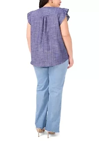 Plus Ruffle V-Neck Blouse