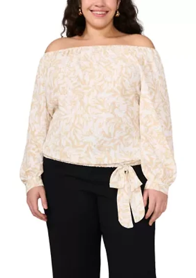 Plus Off the Shoulder Puff Sleeve Blouse