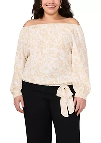 Plus Off the Shoulder Puff Sleeve Blouse