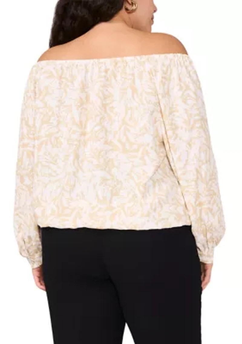 Plus Off the Shoulder Puff Sleeve Blouse