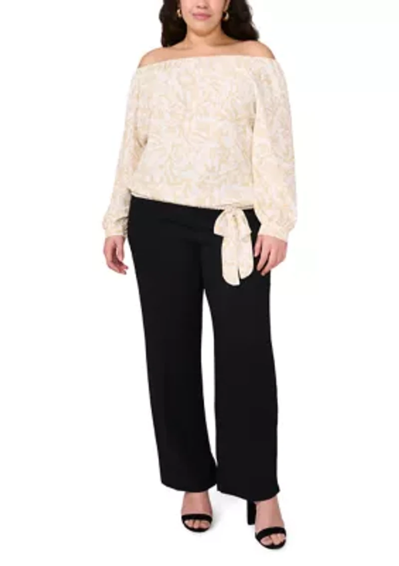 Plus Off the Shoulder Puff Sleeve Blouse