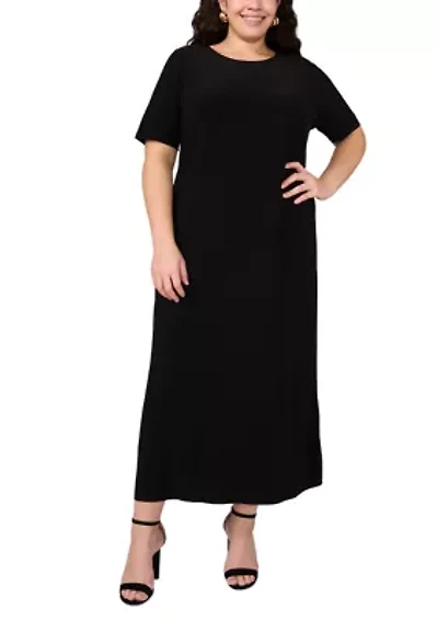 Plus Short Sleeve Crew Neck Maxi Dress