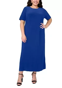 Plus Short Sleeve Crew Neck Maxi Dress