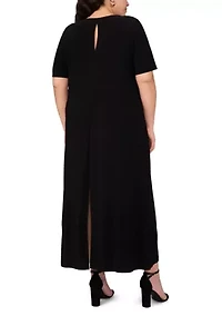 Plus Short Sleeve Crew Neck Maxi Dress