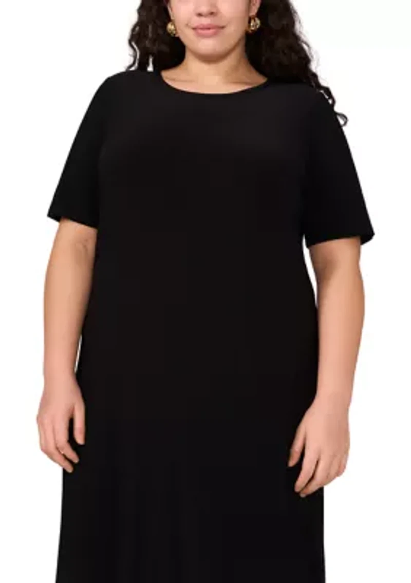 Plus Short Sleeve Crew Neck Maxi Dress