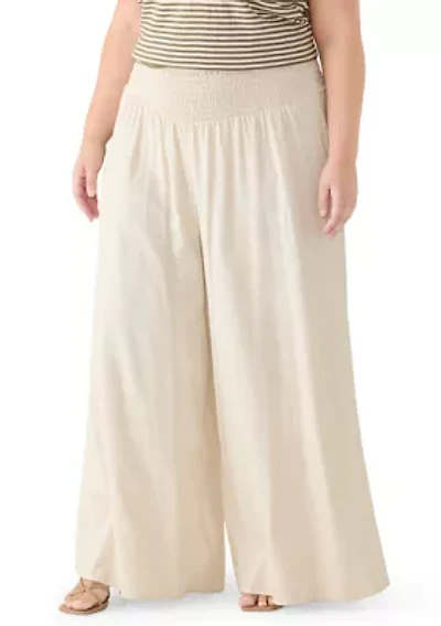Plus Smocked Waist Flowy Linen Dress