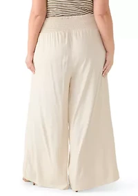 Plus Smocked Waist Flowy Linen Dress