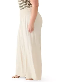 Plus Smocked Waist Flowy Linen Dress