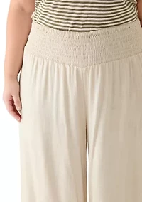 Plus Smocked Waist Flowy Linen Dress