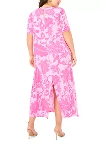 Plus Short Sleeve Crew Neck Maxi Dress