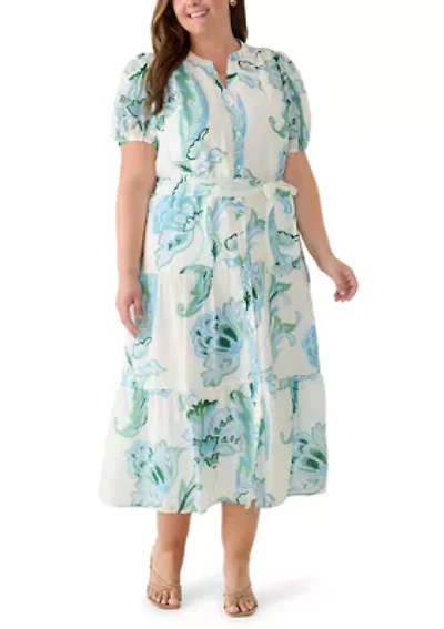 Plus Button Front Midi Dress