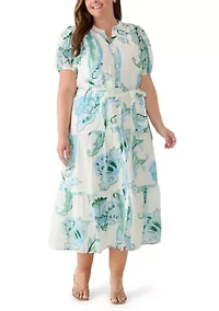 Plus Button Front Midi Dress