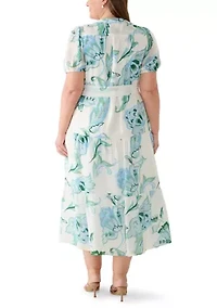 Plus Button Front Midi Dress