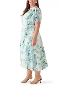 Plus Button Front Midi Dress