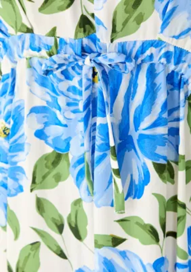 Plus Challis Flutter Sleeve Tiered Dress