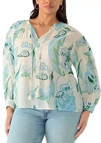 Plus Long Sleeve Sheer Button Down Shirt