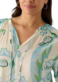 Plus Long Sleeve Sheer Button Down Shirt