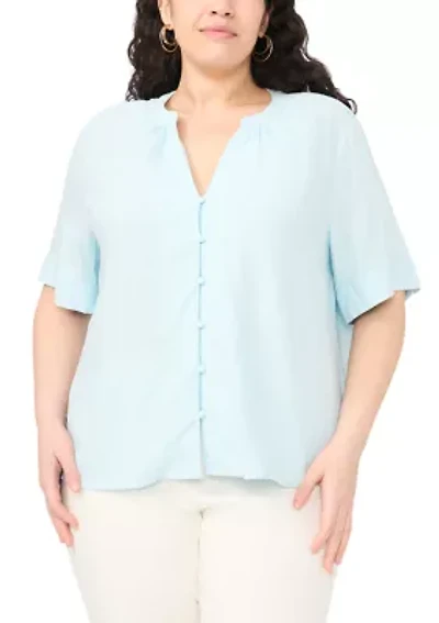 Plus Short Sleeve Camp Shirt
