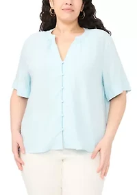 Plus Short Sleeve Camp Shirt