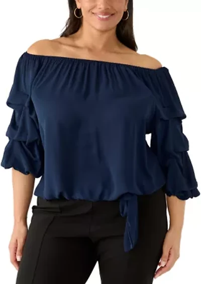 Plus Off the Shoulder Bubble Sleeve Top