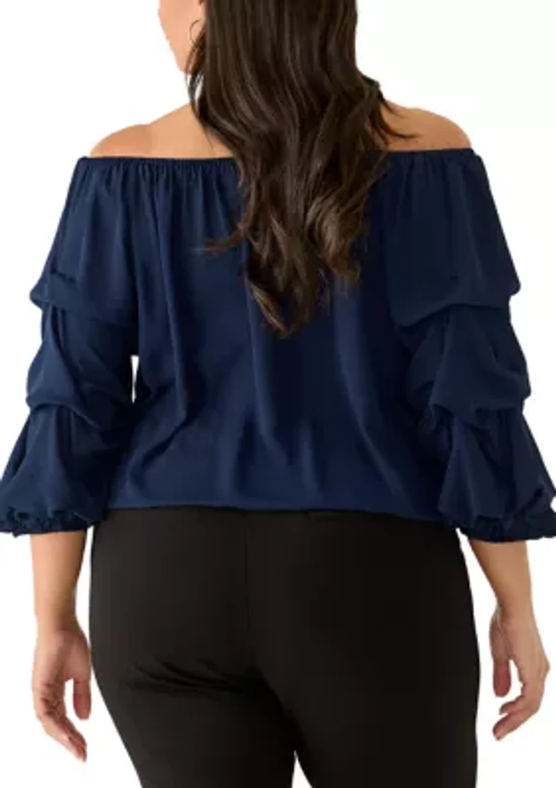 Plus Off the Shoulder Bubble Sleeve Top