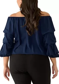 Plus Off the Shoulder Bubble Sleeve Top