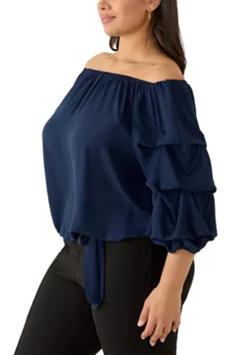 Plus Off the Shoulder Bubble Sleeve Top