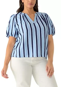 Plus Short Sleeve Organdy Puff Top