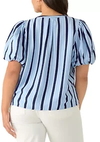 Plus Short Sleeve Organdy Puff Top