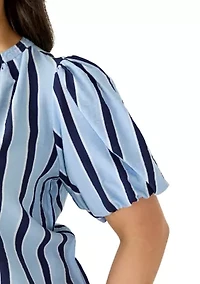 Plus Short Sleeve Organdy Puff Top