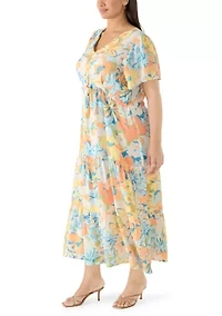 Plus Flutter Sleeve Tiered Dress